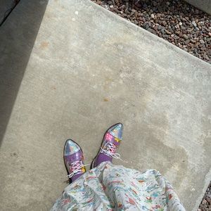 YRU lilu pointed holographic loafers
